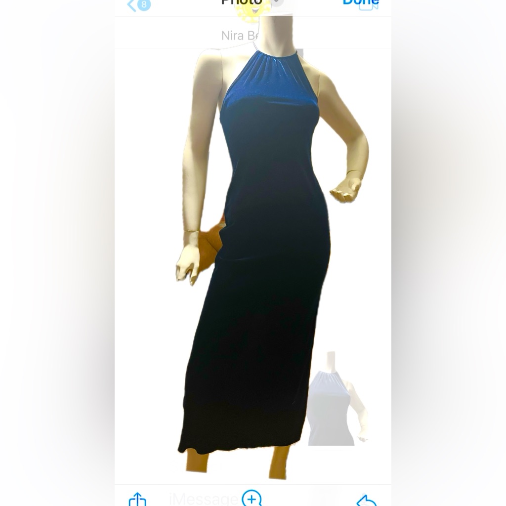 Velvet Dark Blue Halter Designer Jump Maxi Dress Sleeveless W/Criss Cross Back